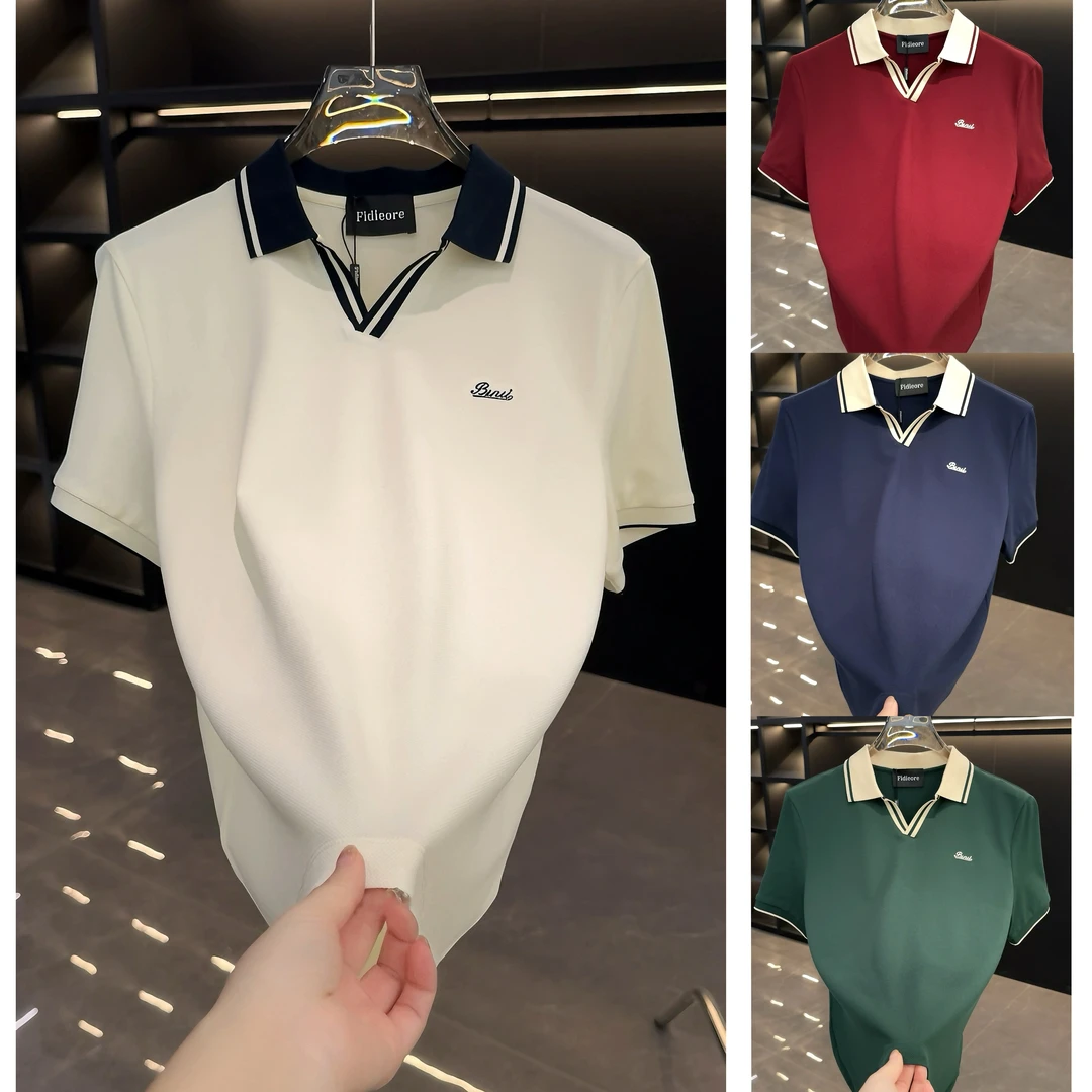 【绅度男装】男款春夏净版海鸥领高奢珠地棉POLO衫31376