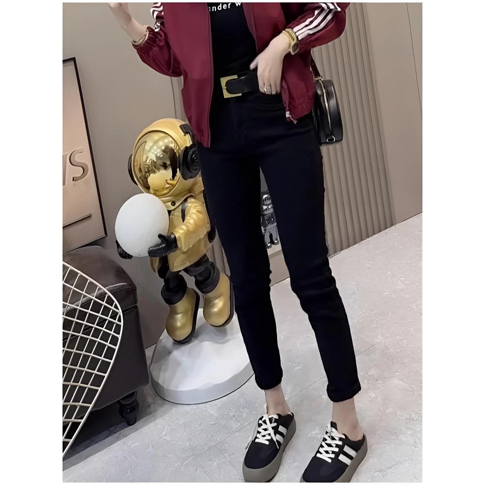 梨形身材显瘦牛仔裤女2025春季新款大码高腰弹力修身直筒裤铅笔裤
