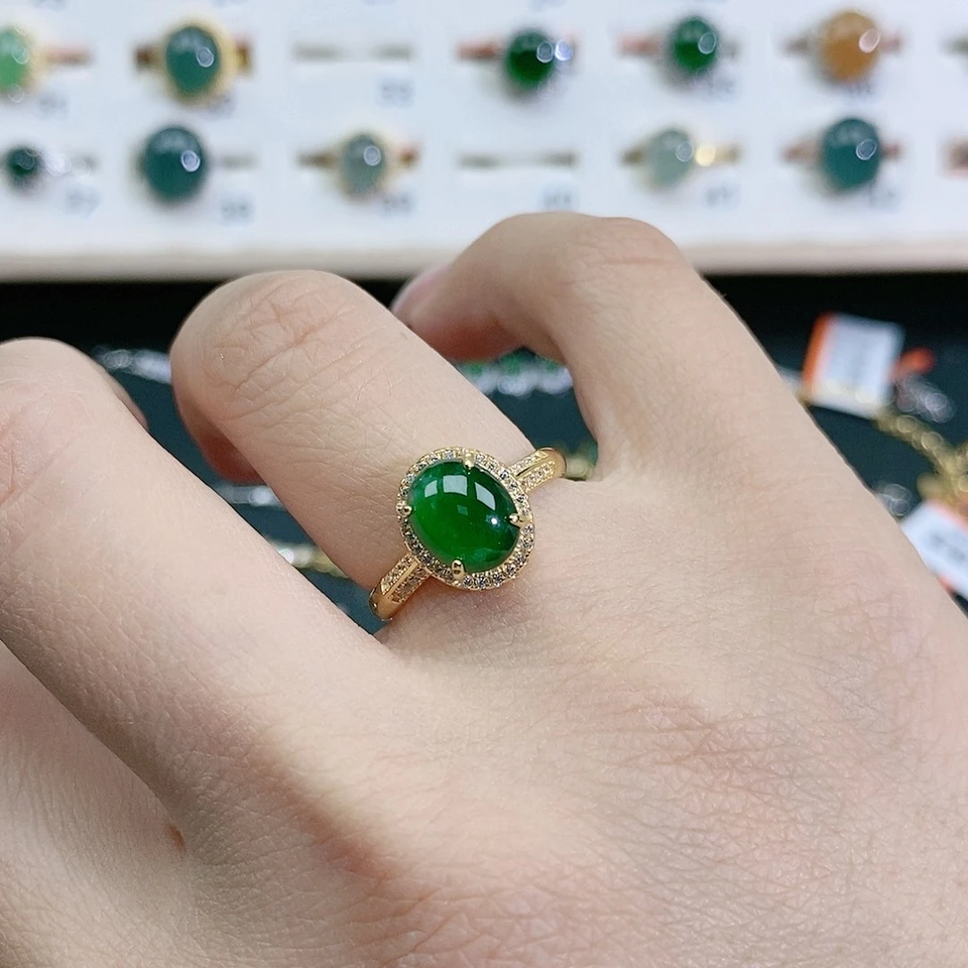 【闪购商品】翡翠戒指银S925镶嵌翡翠戒指
