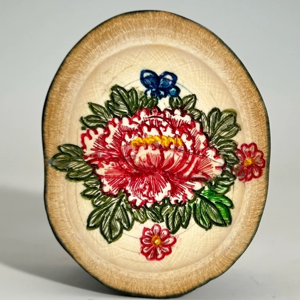 猛犸牙雕微刻饼子49*39*18mm假一罚四X185