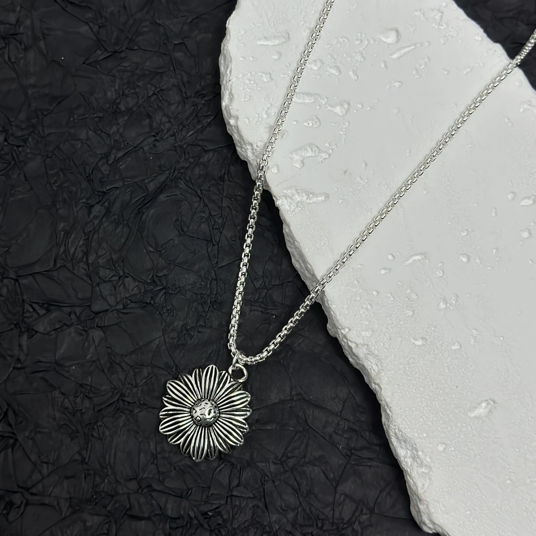 坠链均925银 向日葵太阳花吊坠项链ins风韩系高级感轻奢简约气质