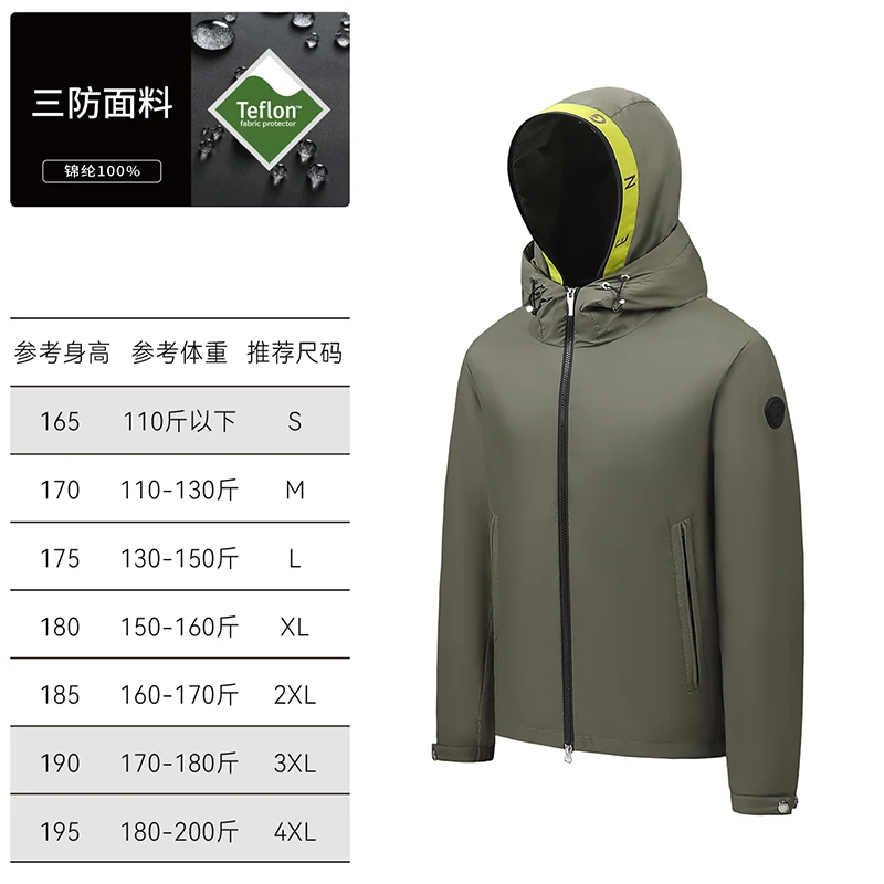 2025春秋新款双帽字母刺绣百搭外套男士连帽风衣休闲夹克外套626