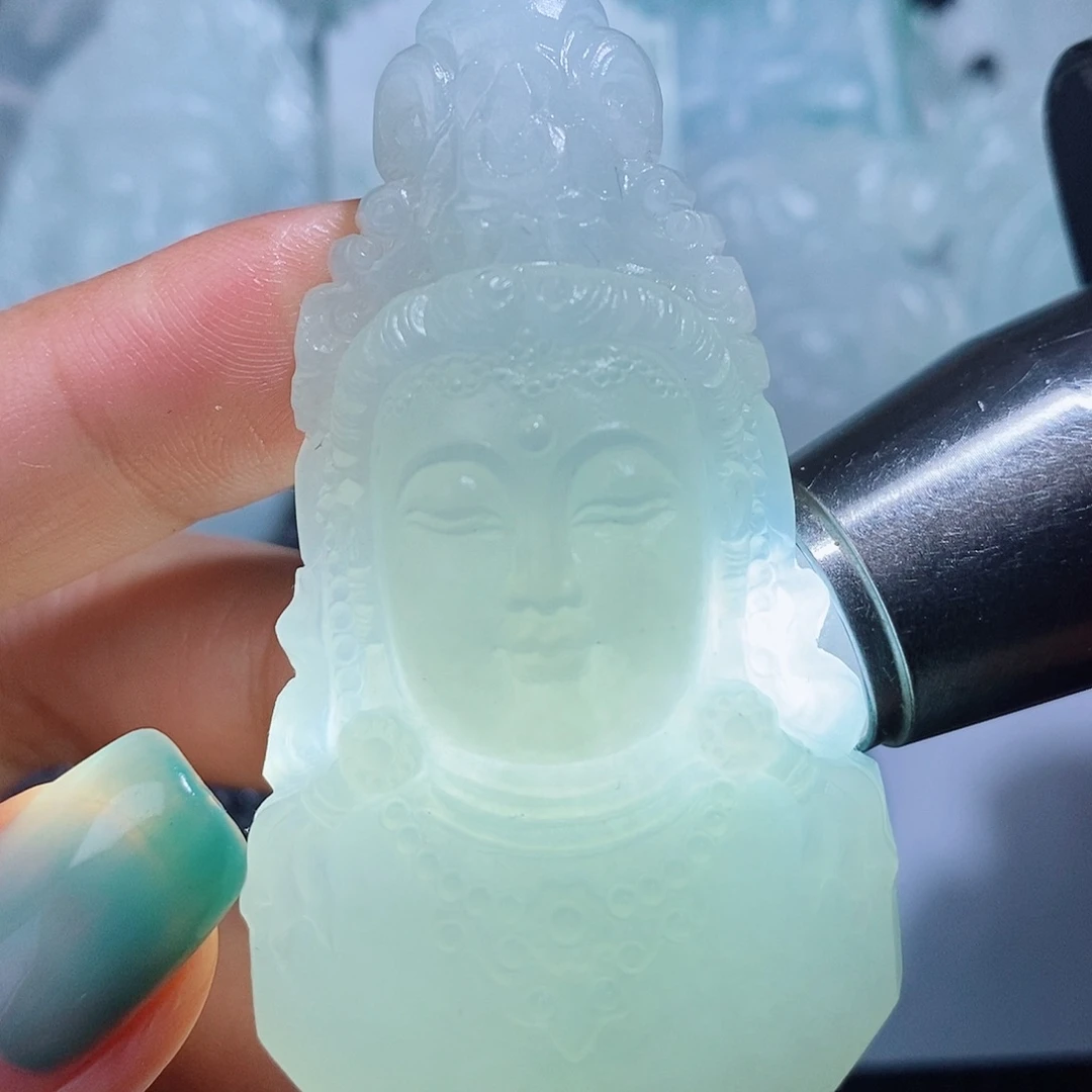 定制翡翠未镶嵌毛货付款后确认抛光