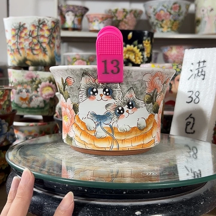 景德镇手绘花盆幸运花盆