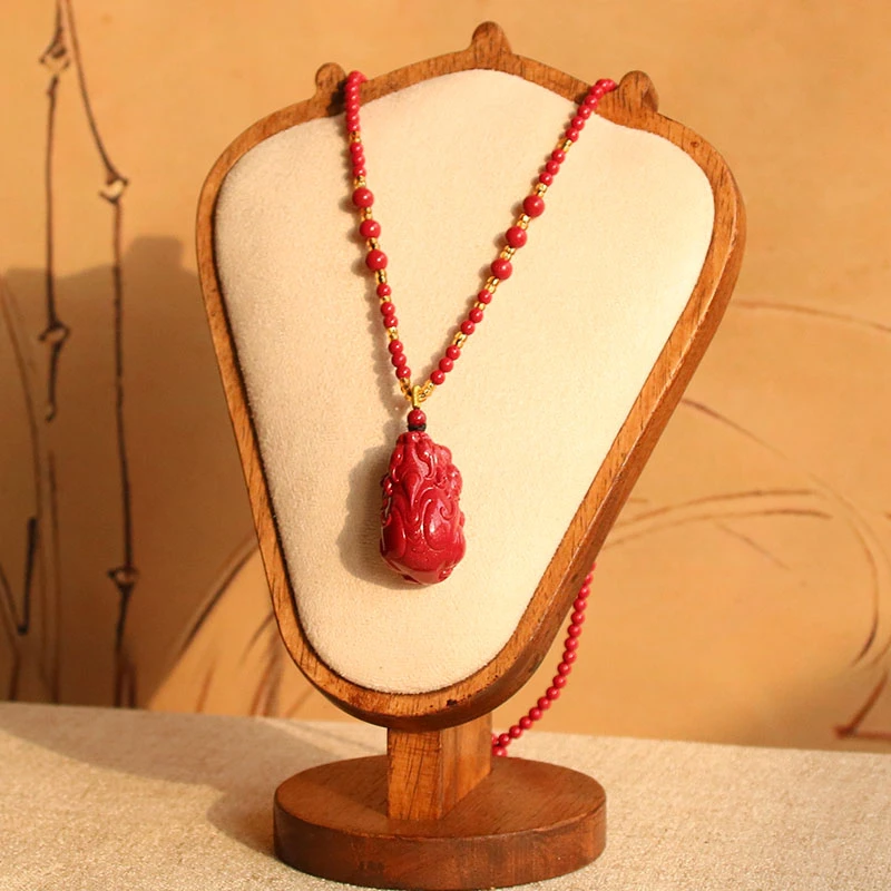 天然辰砂【红晶砂貔貅吊坠】男女小众设计毛款衣链项链本命年礼物