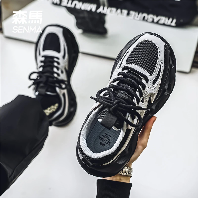 森马鞋子男款秋季新款增高百搭老爹鞋耐磨舒适男生黑色运动休闲鞋