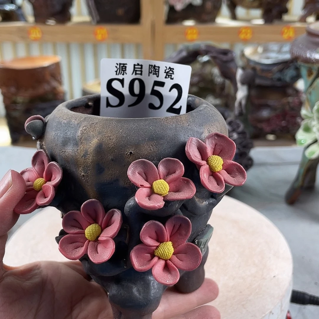 紫砂花盆景德镇陶瓷花盆952