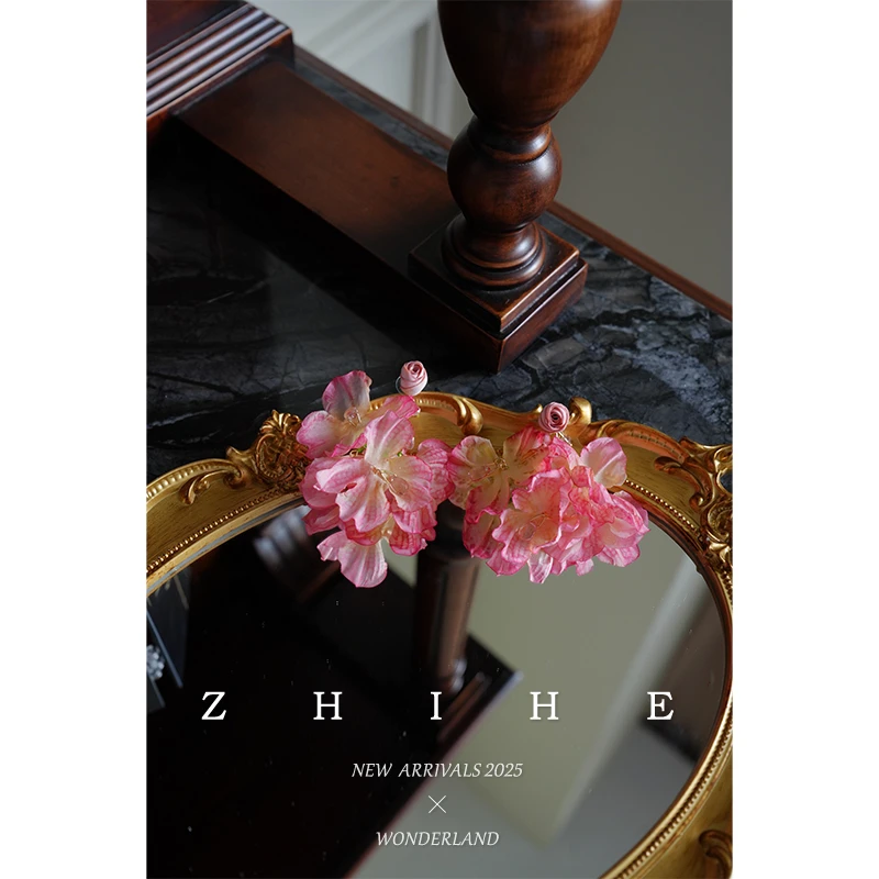 合金布艺耳饰 合金布艺耳饰 至禾 橘色玫瑰花耳钉YHSC02518