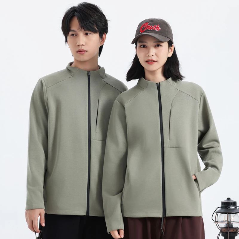 【文心】【一衣多搭】【舒适耐磨】华棉立领休闲运动开衫卫衣外套828