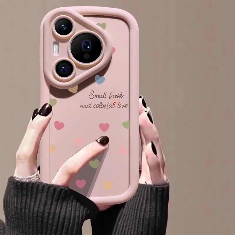彩虹爱心适用华为Pura80pro手机壳80新款70彩绘60肤感泡芙全包50