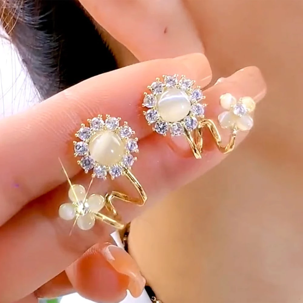 铜合金锆石耳饰 轻奢时尚高级感花朵耳环个性洋气爆款新款耳钉几