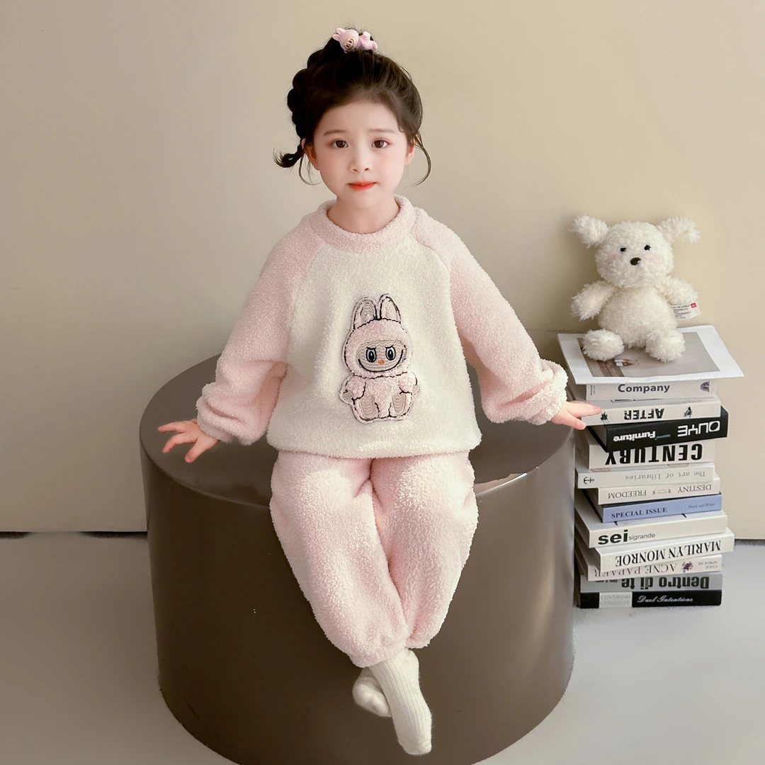 儿童睡衣女童法兰绒秋冬款女孩2025新款珊瑚绒冬季女童宝宝家居服