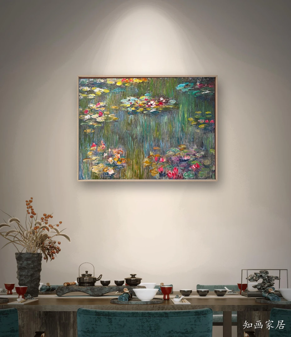 莫奈-睡莲 卧室茶室玄关书房 肌理画