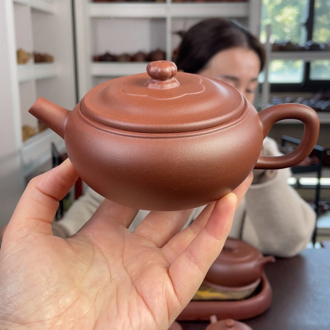 紫砂茶壶底槽清梅花石鼓300cc