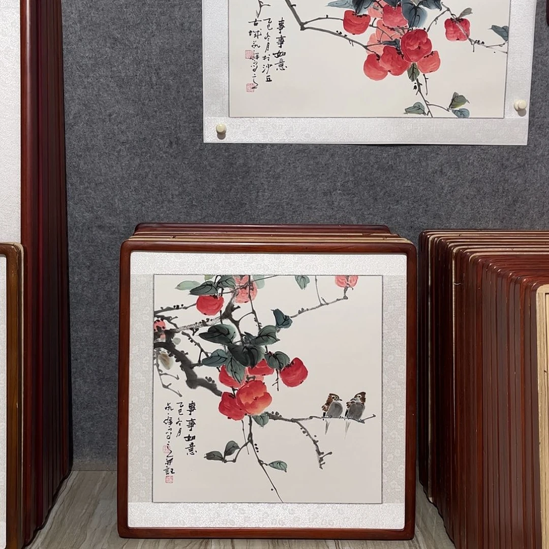 国画书画作品带框63×63