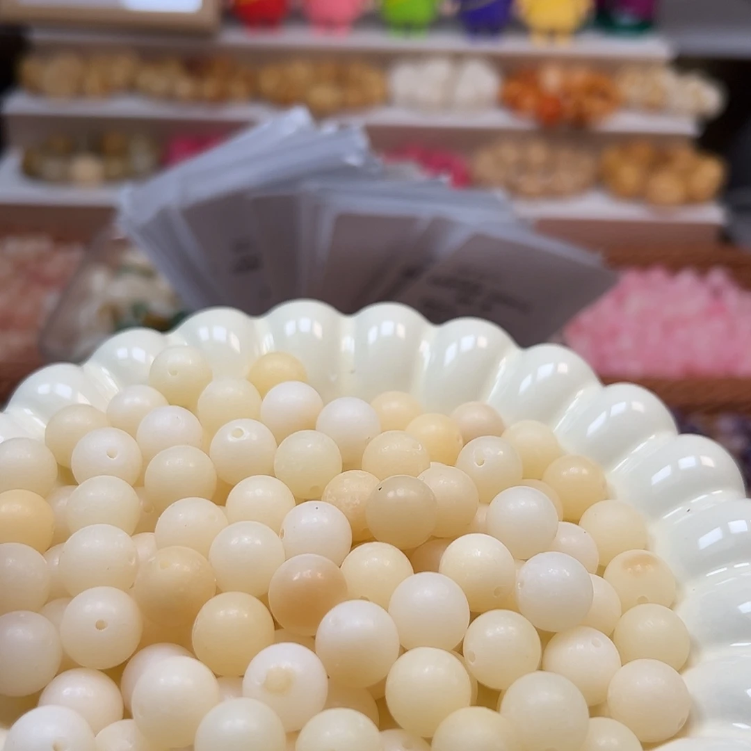 手串菩提根/象牙果微瑕卡12奶白圆200颗