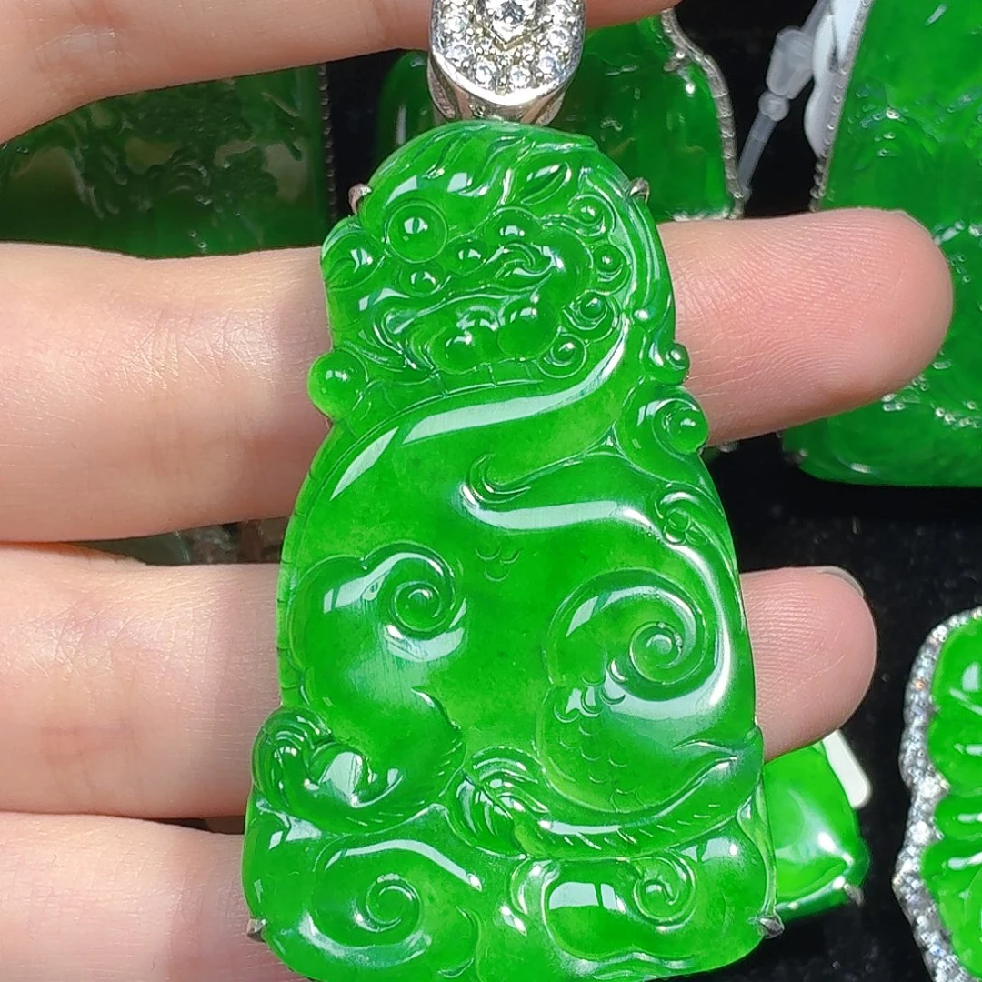 翡翠银S925镶嵌颈饰天然A货翡翠