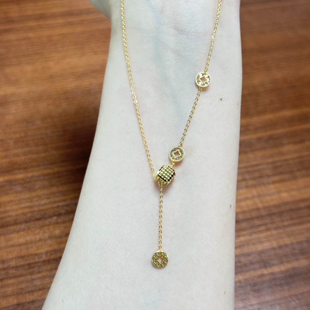 X【钱币魔方套链】足金999精工5G