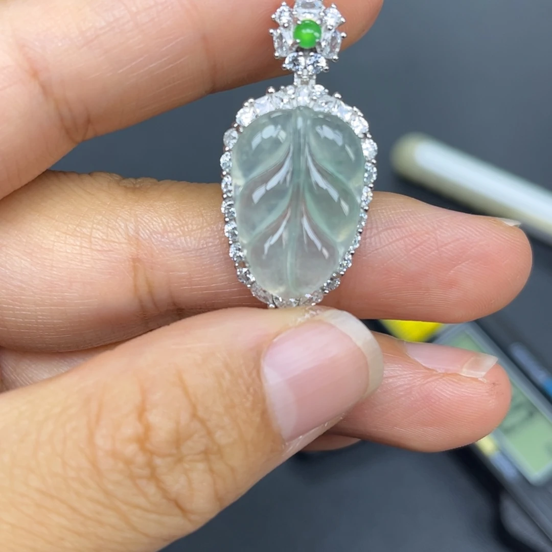 翡翠银S925镶嵌吊坠(不含链)