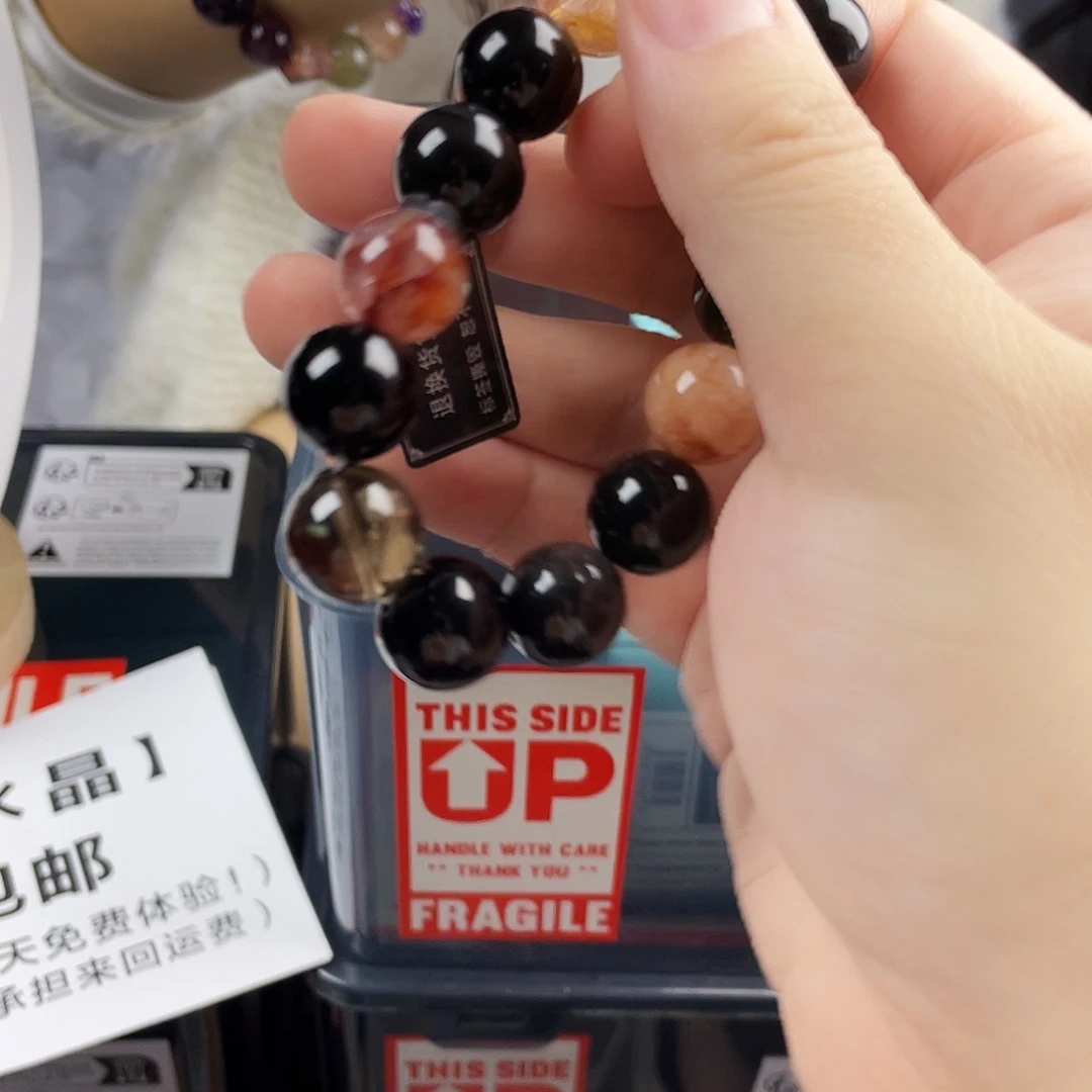 黄晶手串银S925镀金镶嵌