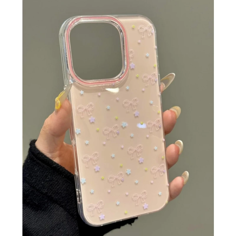 SMBLCE满屏星星蝴蝶结适用iPhone16大孔手机壳华为vivo小米oppo套