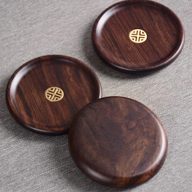 黑檀木茶杯垫套装组合实木隔热垫茶道配件品茗茶托垫子单个茶杯垫