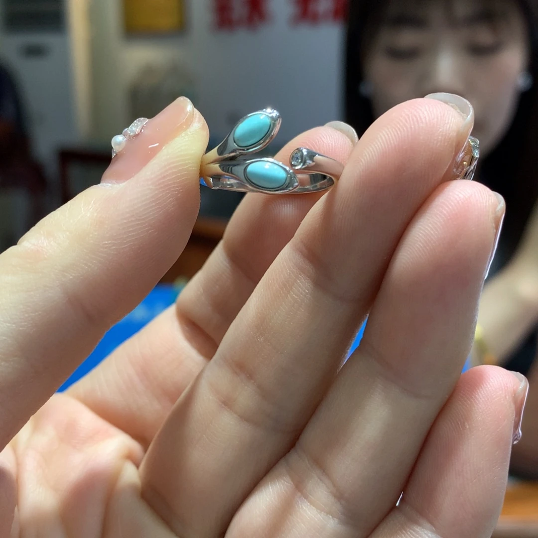 绿松石戒指银S925镶嵌