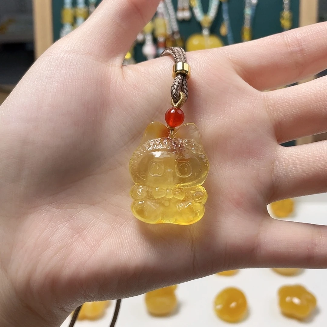 蜜蜡未镶嵌裸石琥珀吊坠