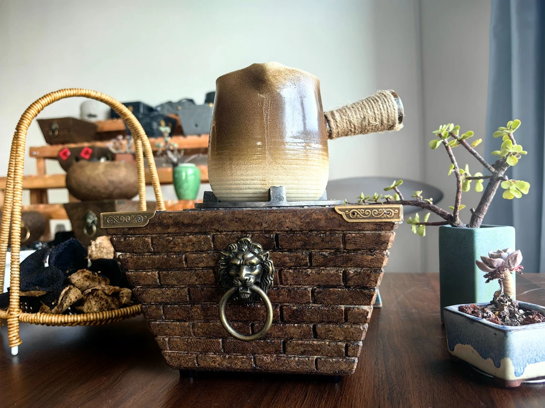 20尺寸5号电陶炉围炉煮茶家用泡茶户外露营纯手工天然岩石工字纹