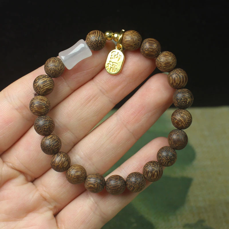 【厂家批发】晨  香木8mm圆珠佛珠念珠竹节配饰款 女款手串