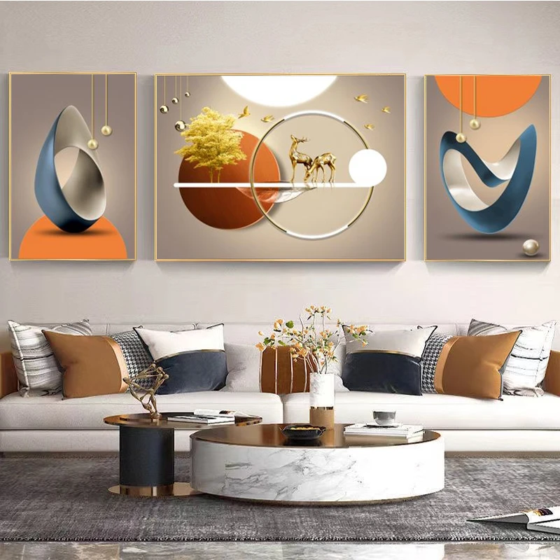 现代装饰画 筑梦空间晶瓷镶钻客厅沙发背景墙画三联画挂画装饰画