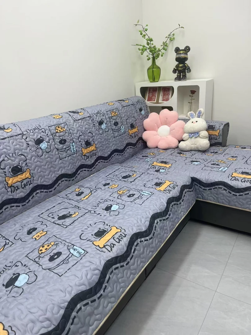 新款四季通用一套四片水洗棉沙发垫飘窗防滑耐脏靠背加厚简约全盖