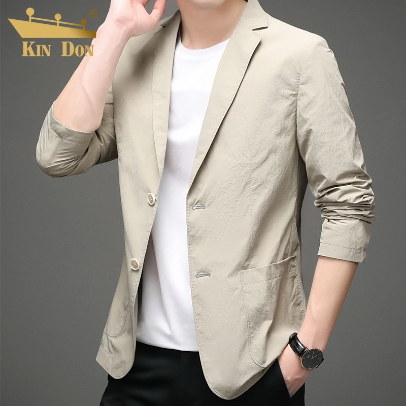金盾春秋季新款男士休闲西服修身小西装纯色薄款上衣时尚外套男潮