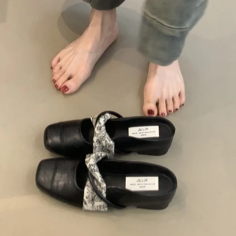 WL-1588-83法式内增高包头半拖鞋女外穿一脚蹬百搭不累脚玛丽珍