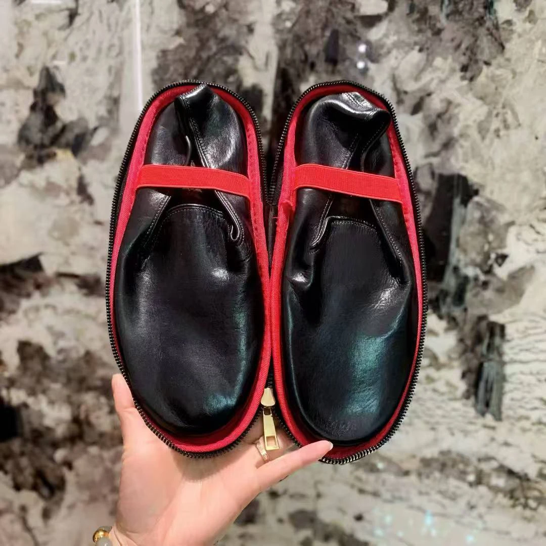 欧洲站马皮手工鞋固特异工艺水洗一脚蹬复古做旧钱包乐福鞋豆豆鞋