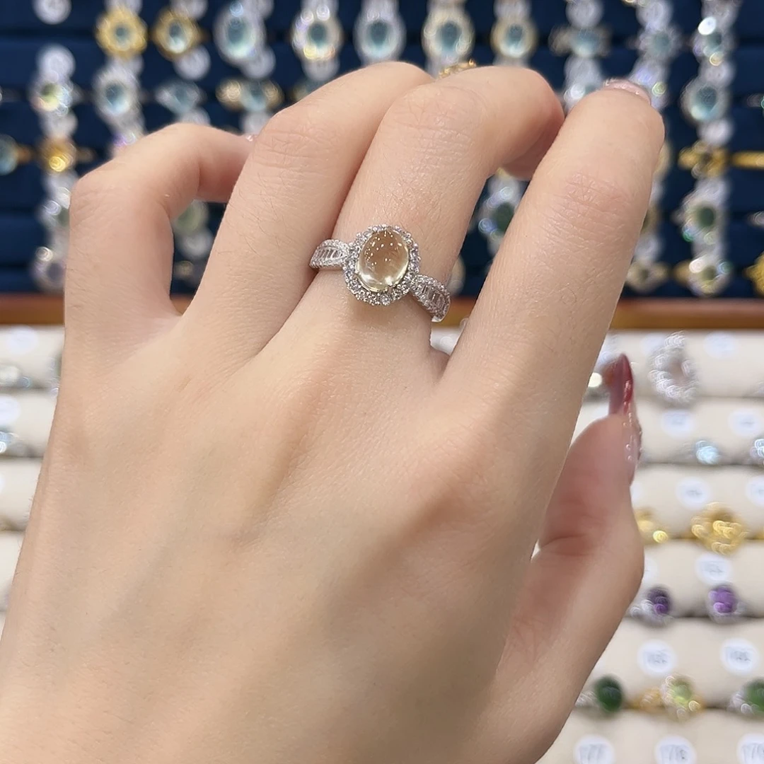 黄晶女款银S925镶嵌戒指