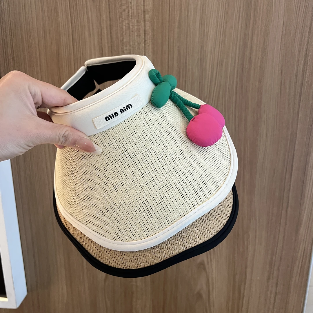 【甜美】夏季儿童空顶帽女童草编黑胶防晒帽大檐出游防紫外线遮阳帽