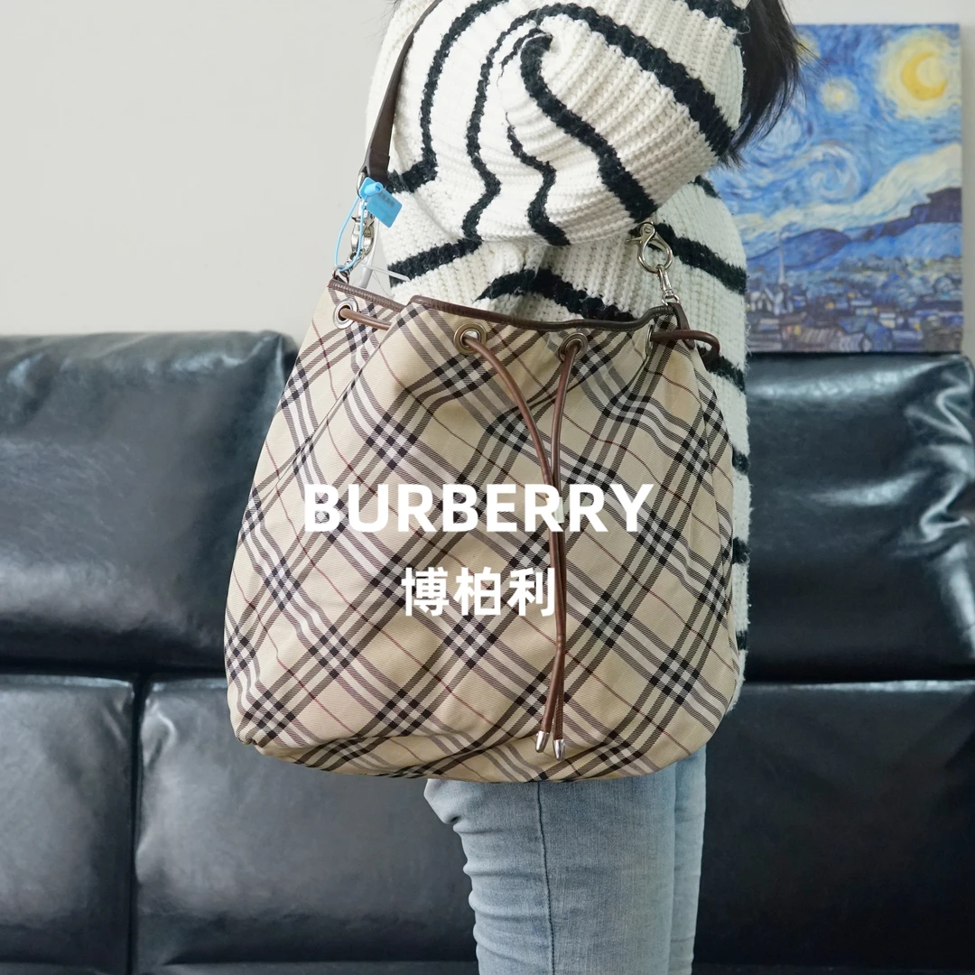 95新 BURBERRY/博柏利 巴宝莉/格纹单肩包/HD12531008/1008