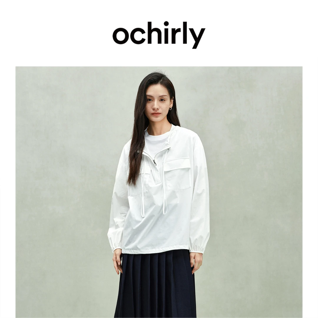 【达人】OCHIRLY欧时力抽绳套头衬衫白衬衣休闲上衣宽松25