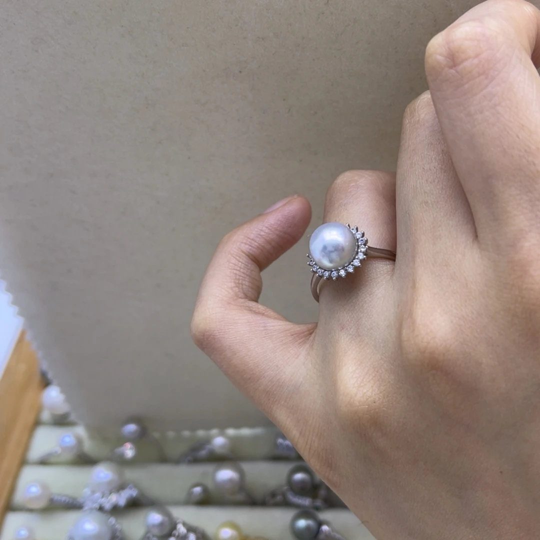 海水珍珠银S925镶嵌戒指