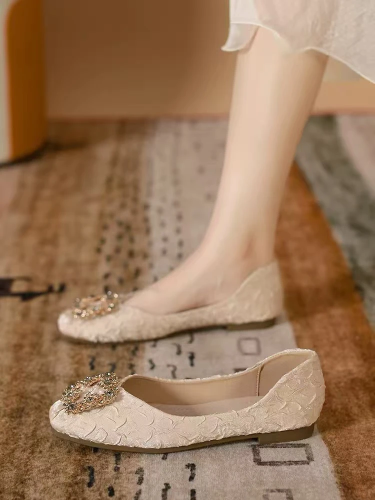 鞋春秋舒适时尚百搭软底妈妈鞋粗跟浅口407