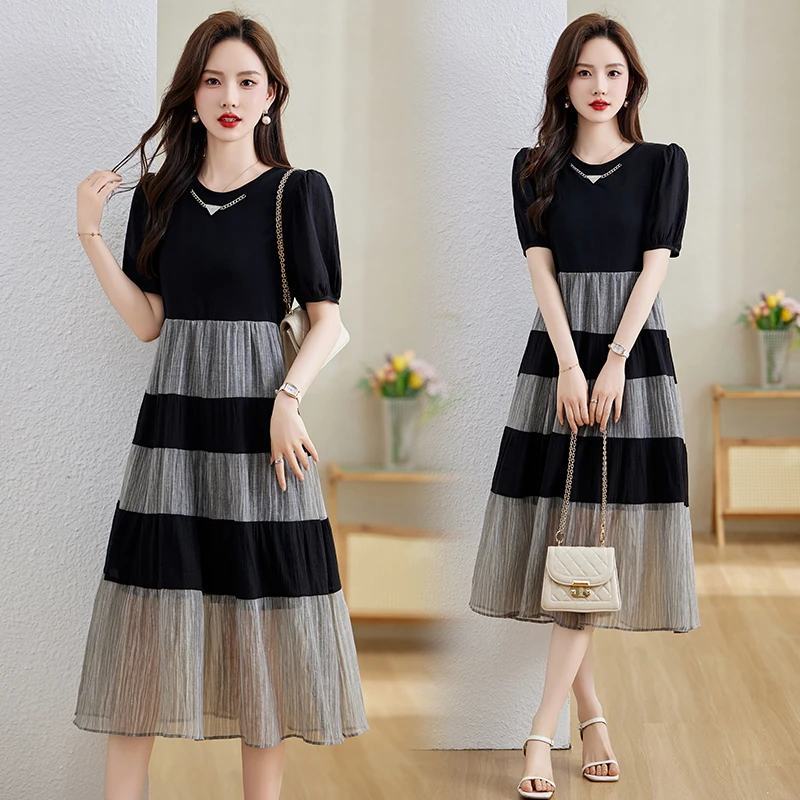 轻奢高级感连衣裙夏季2025新款沙滩裙气质宽松遮肚子显瘦洋气时尚