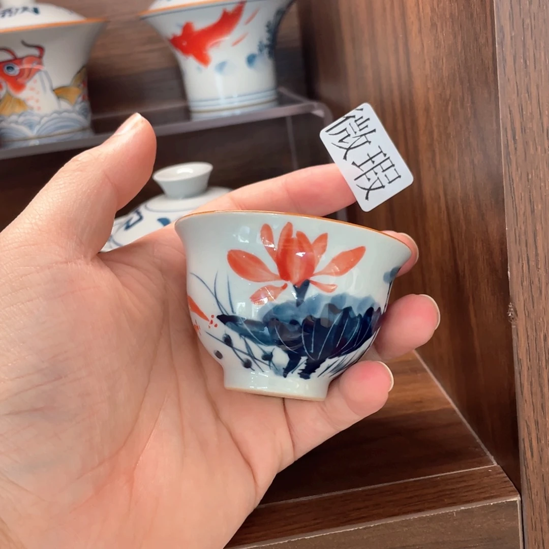 釉下手绘茶具微瑕