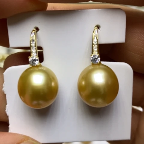 银S925镶嵌海水珍珠耳饰