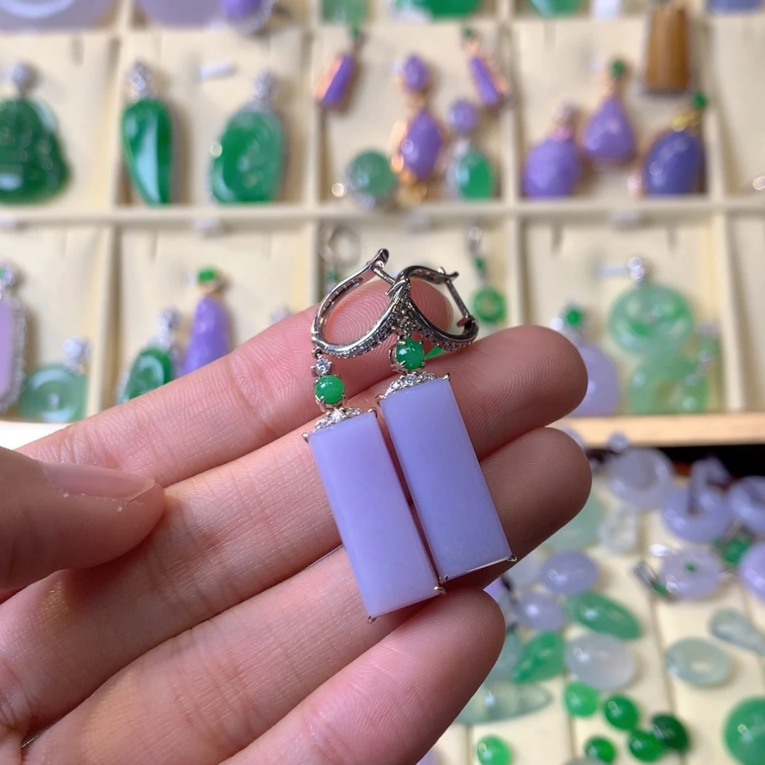 翡翠耳饰18K金镶嵌耳坠