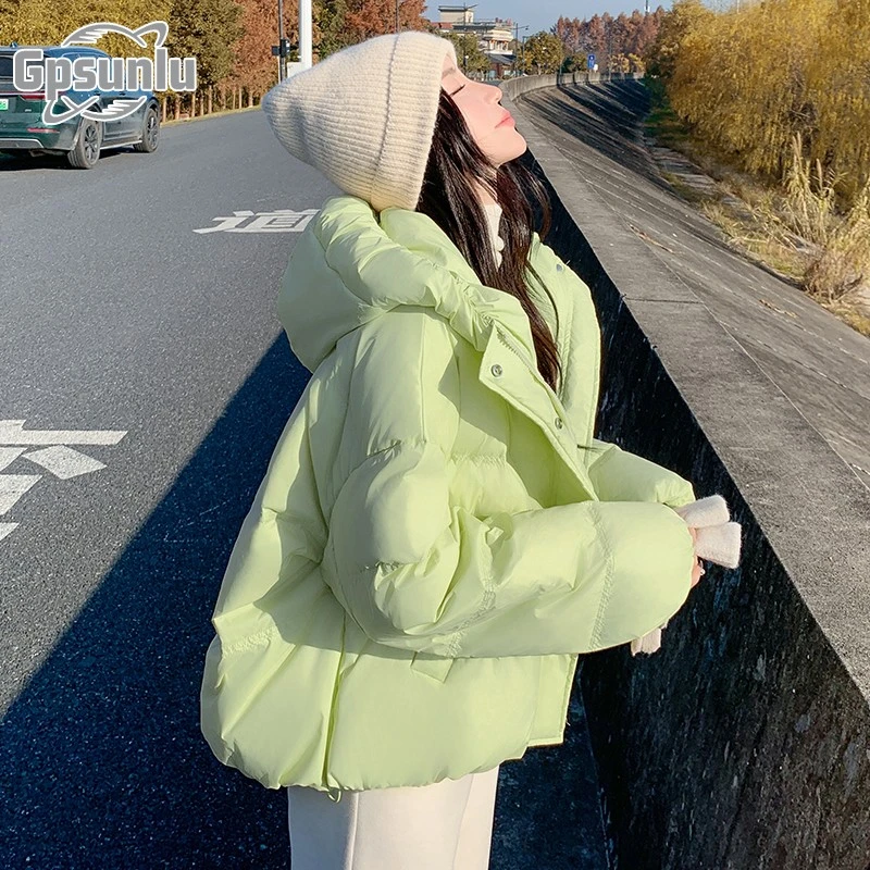 gpsunlu超好看绿色棉服女短款新款冬季女款小个子女士今年流行