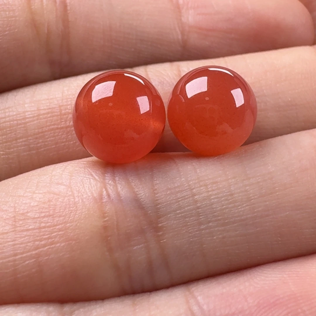 南红玛瑙未镶嵌对珠9.6 9.7
