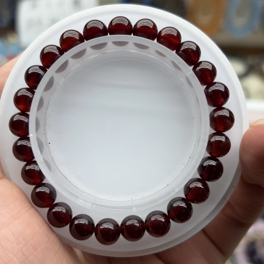 未镶嵌手链水晶7.5咪橙红石榴石