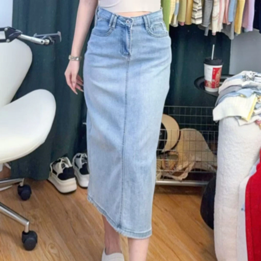 【薇薇专属】百搭时尚A版牛仔半身裙长款