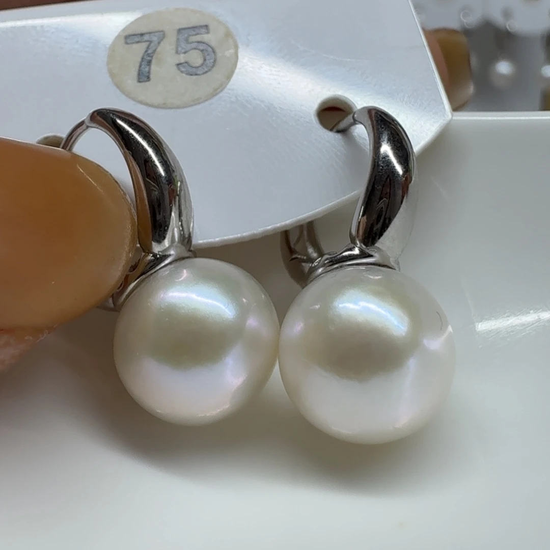 淡水珍珠耳饰银S925镶嵌珍珠